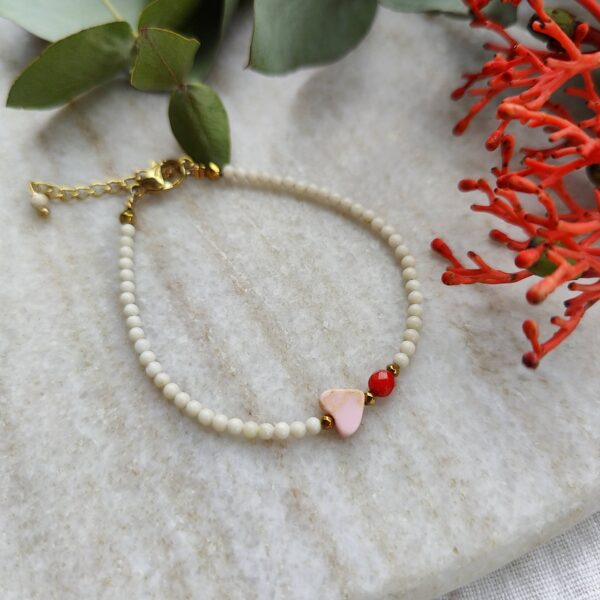 Bransoletka "Red and Pink" beige