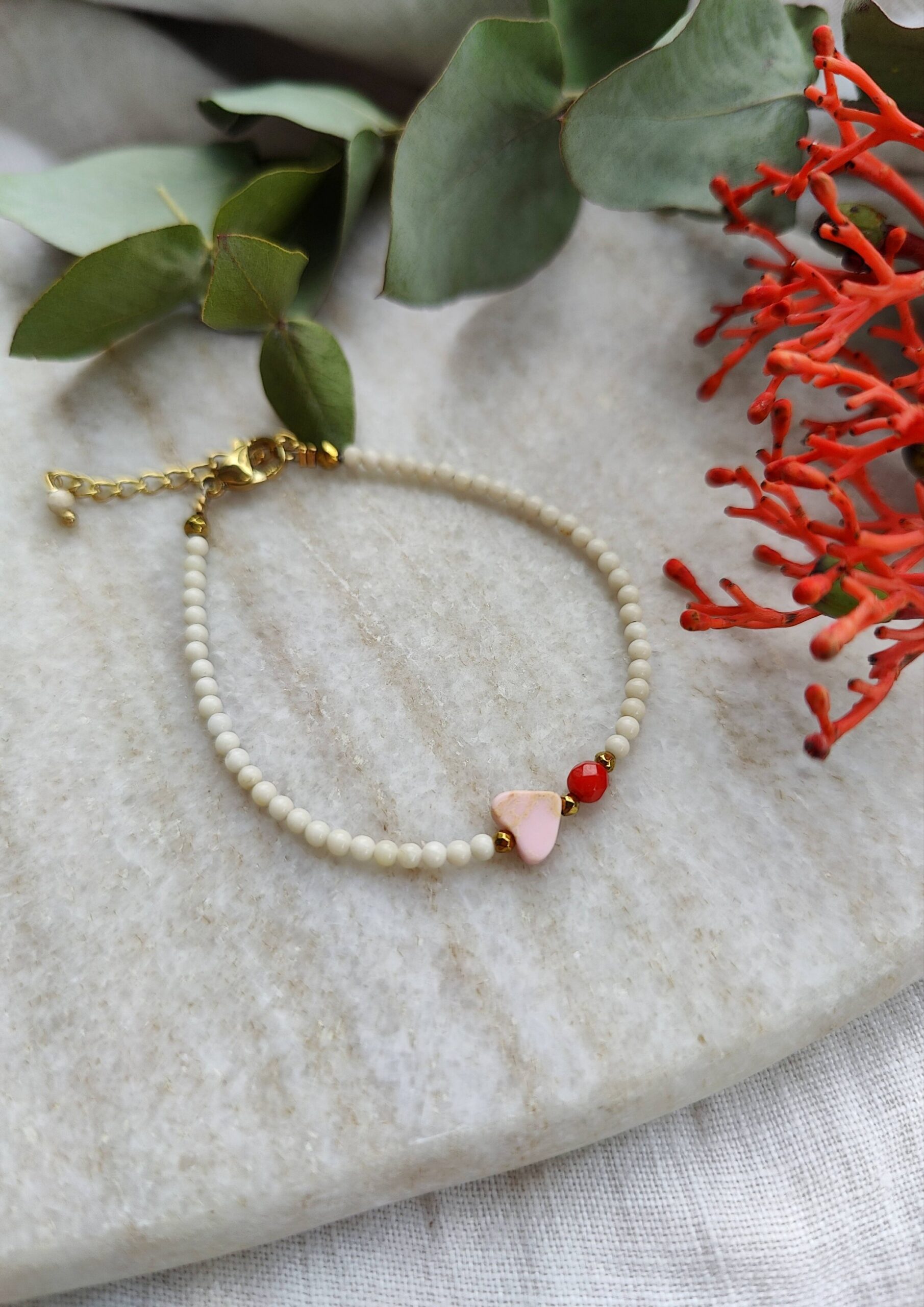 Bransoletka "Red and Pink" beige